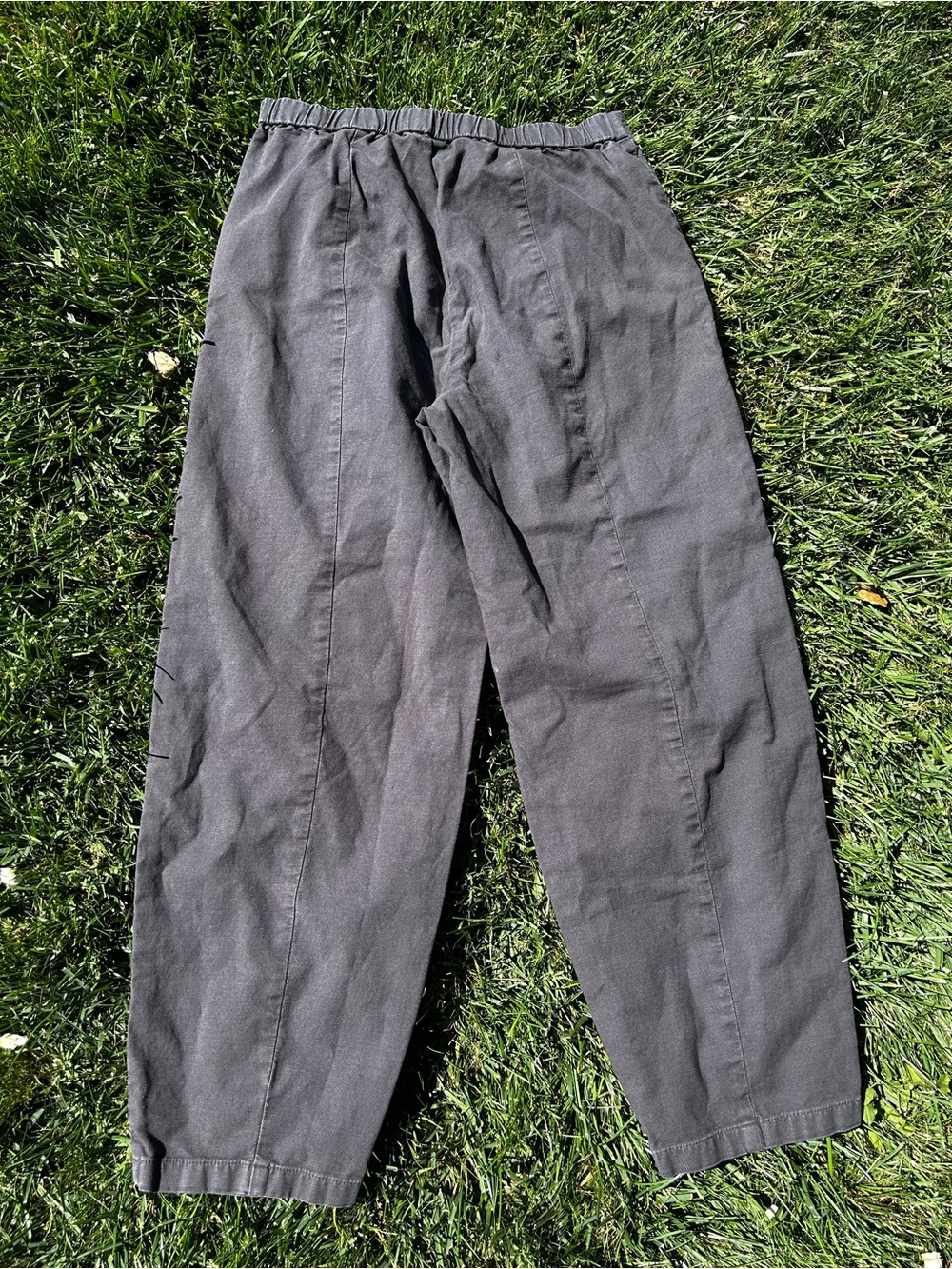 Eileen Fisher Organic Cotton Barrel Lantern Leg Arch Pants Charcoal Gray S - Picture 3 of 8